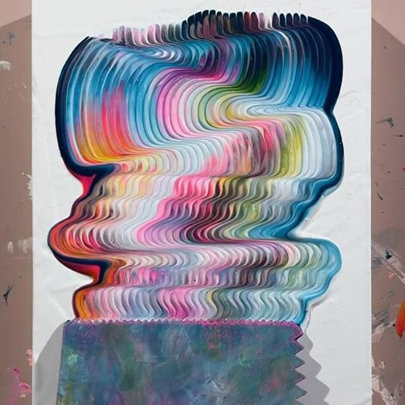 Abstract Painting using the “Paint Scraping” Technique